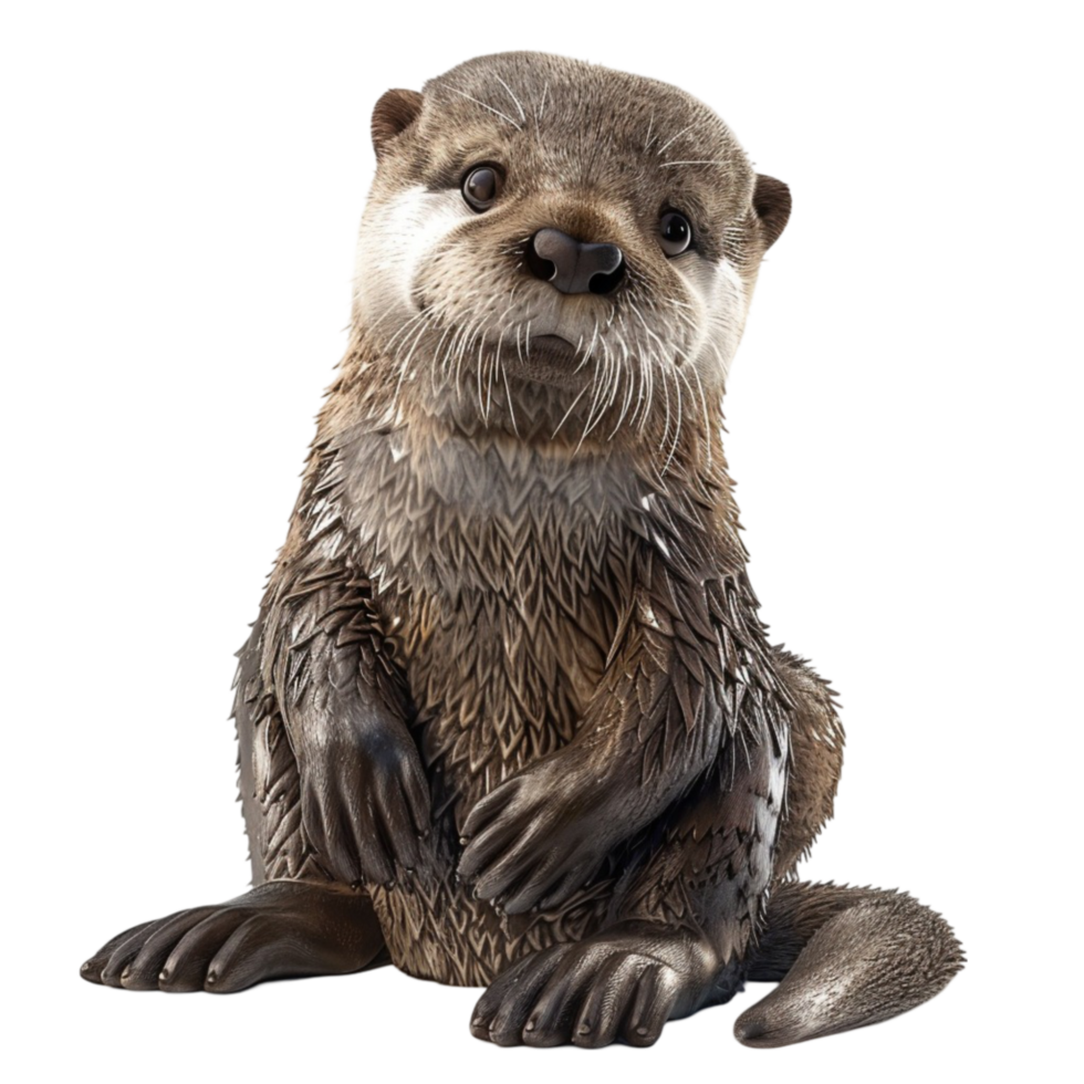 Otter looking at the camera with its paw on its chest Genereted AI png