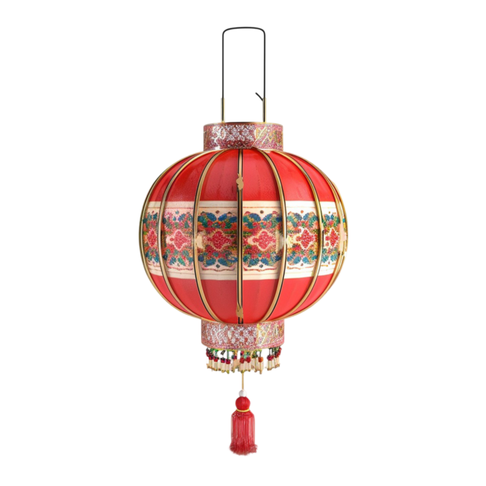 A red chinese lantern hanging on a white background Genereted AI png