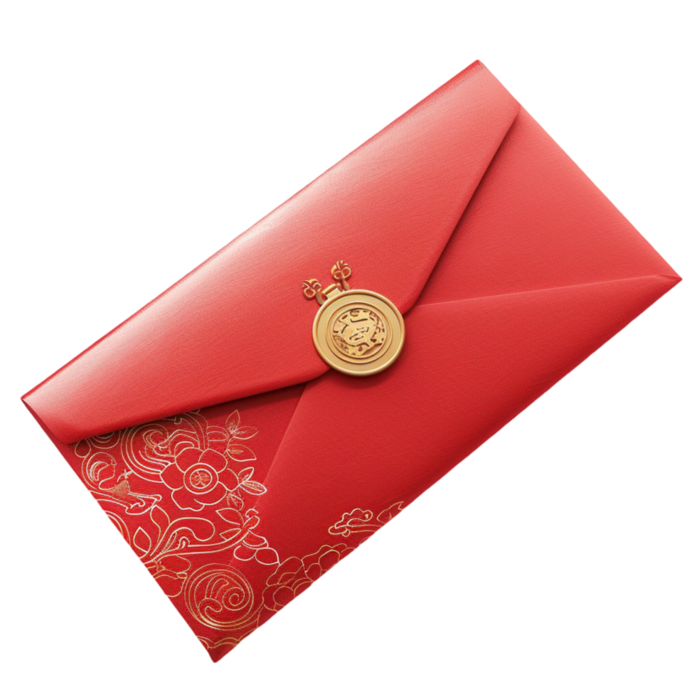 Red Envelope with Gold Seal Genereted AI png