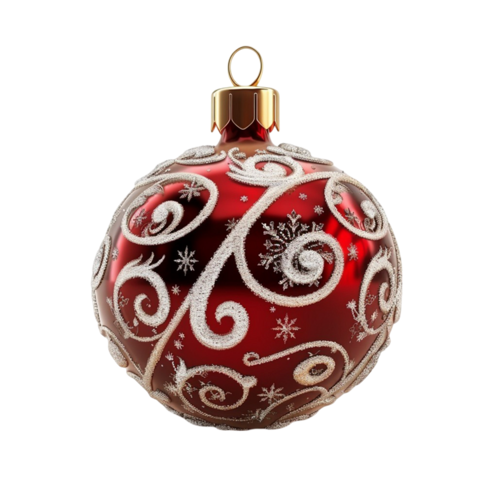 Genereted AIShiny Red Ball Decoration Bright Ornament Festive Sphere Isolated With Transparent Background png