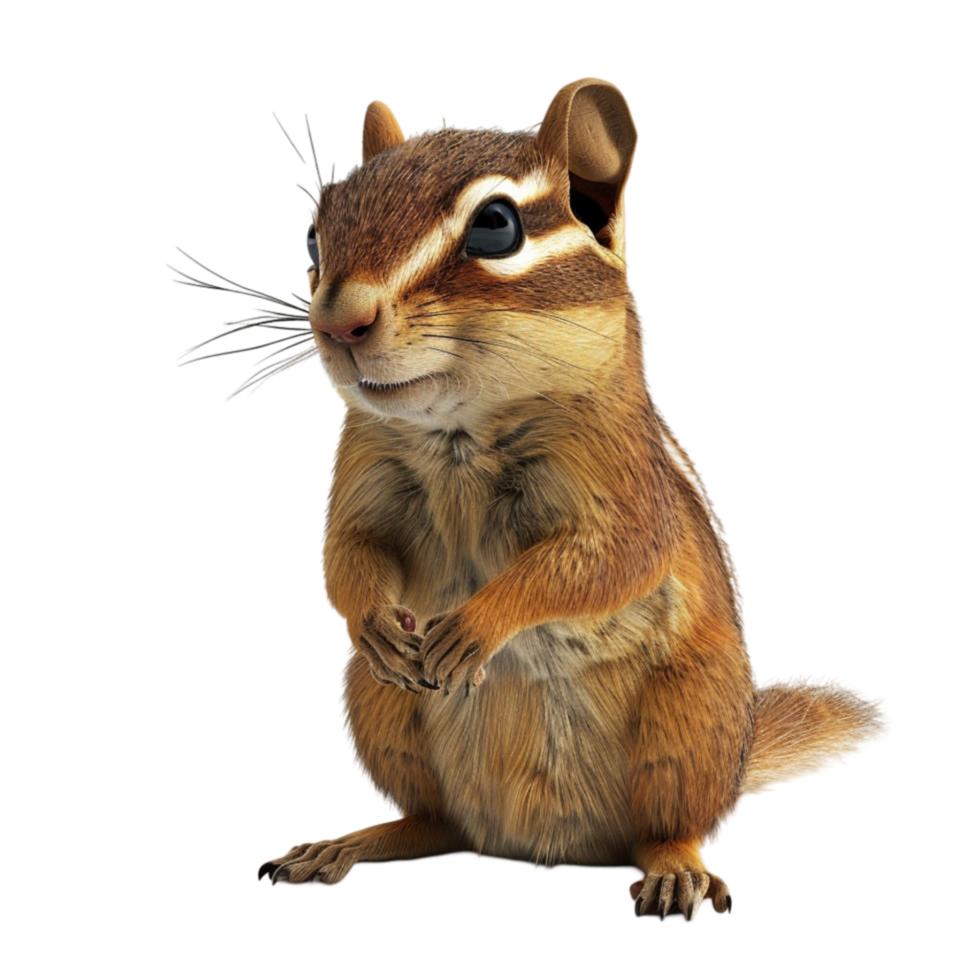 Chipmunk Perched on a Rustic Tree Branch On Transparent Background. Genereted AI png