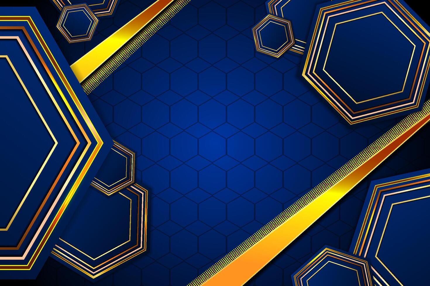 Black background polygon shape with gold and blue color vector