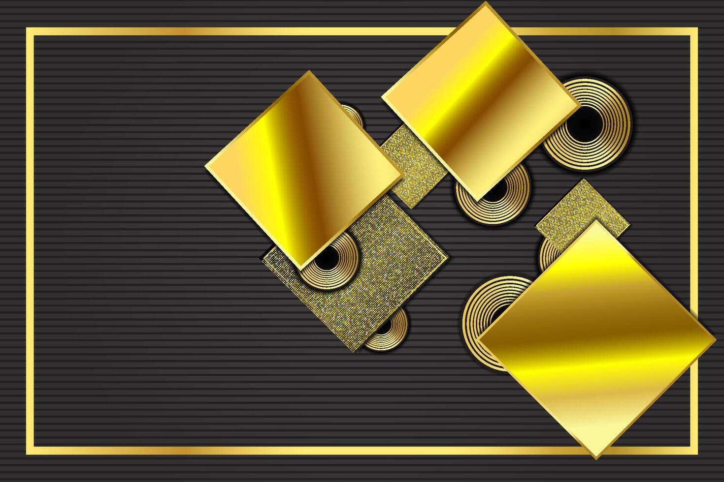 Abstract background rectangle and ellipse shape with gold and black color vector