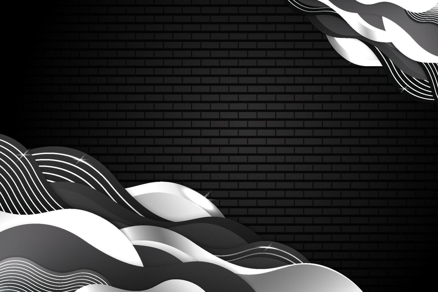 Abstract fluid background with black and white color vector