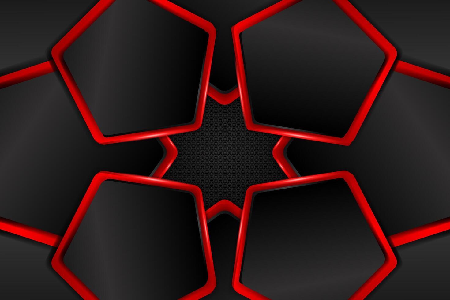 Abstract background polygon shape with black and red color vector