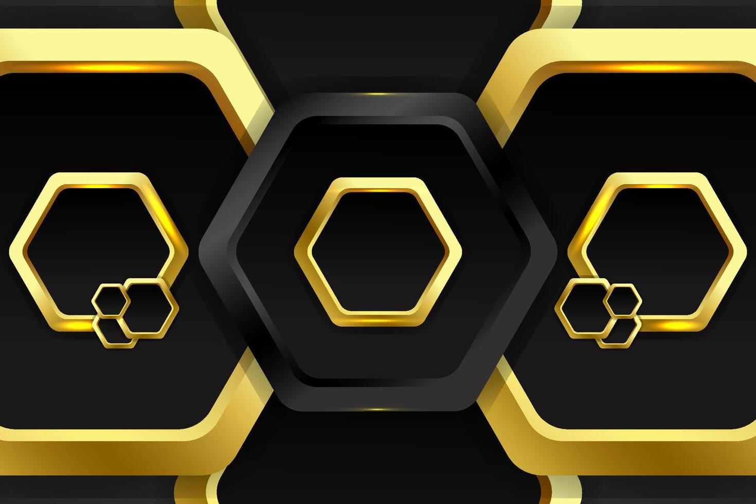 Abstract background polygon shape with black and gold color vector