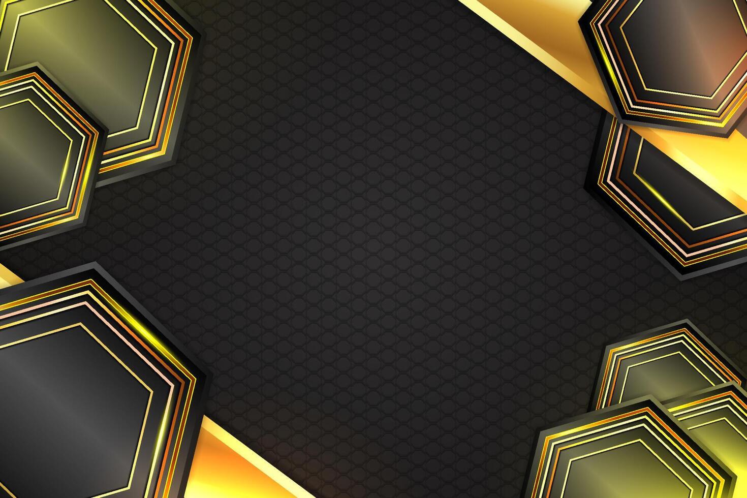 Abstract background polygon shape with black and gold color vector