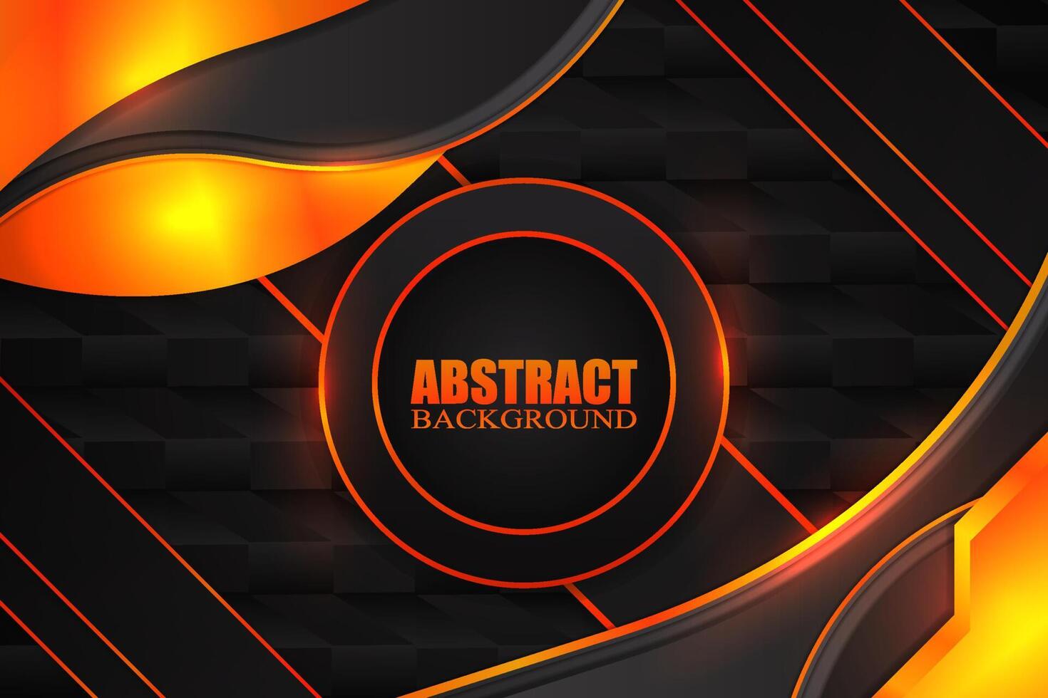 Abstract fluid background with black and orange color vector