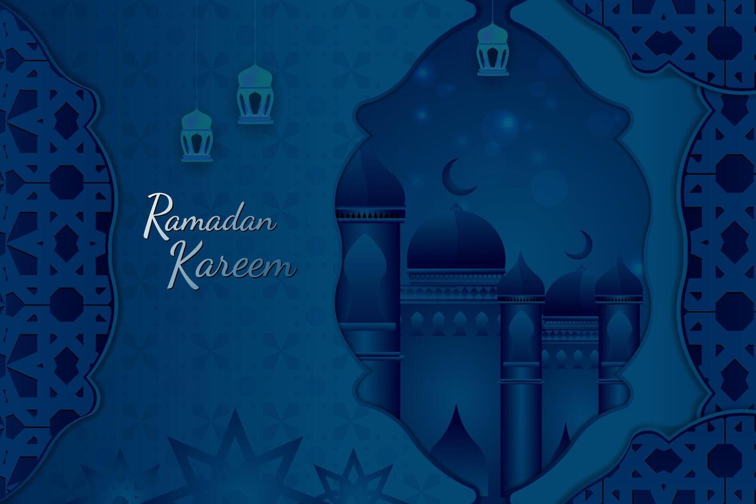 Background Ramadan Kareem blue color stylish Islamic vector