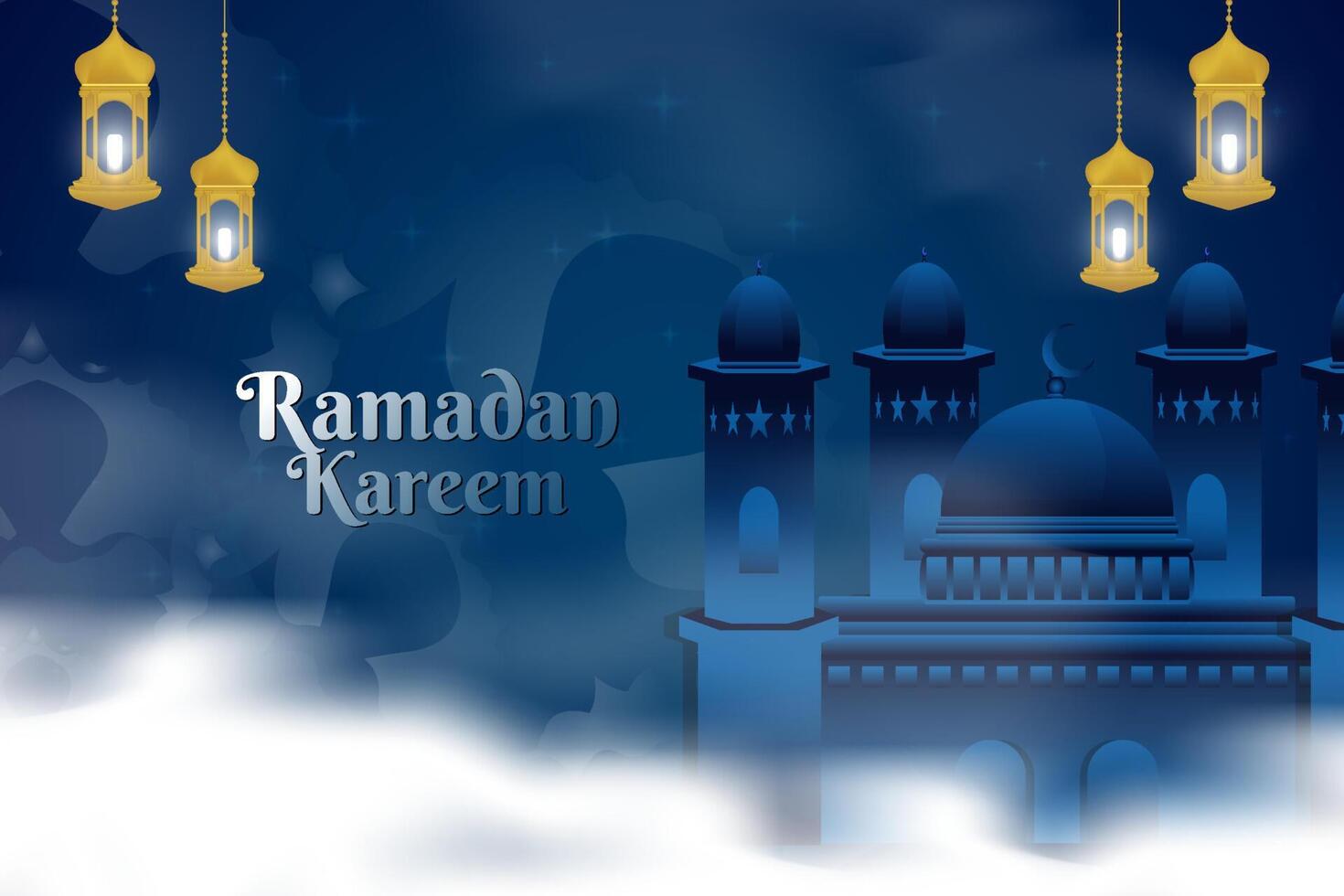 Ramadan Kareem stylish Islamic background blue color vector