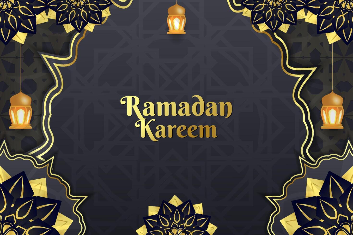Ramadan Kareem stylish Islamic background with black and gold color vector