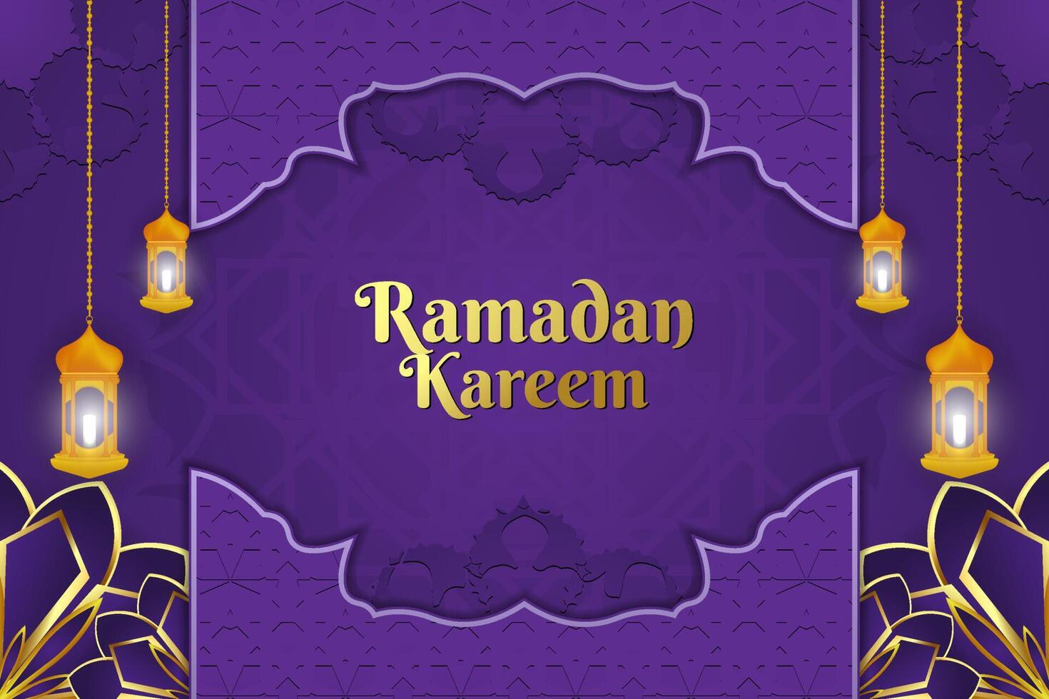 Ramadan Kareem stylish Islamic background purple color with element vector