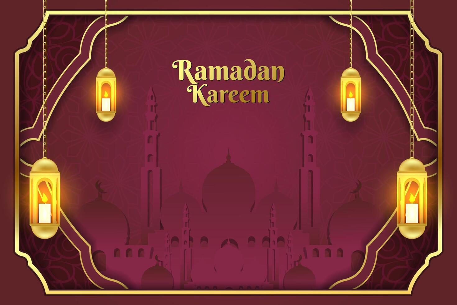 Ramadan background red mosque with red color and element vector