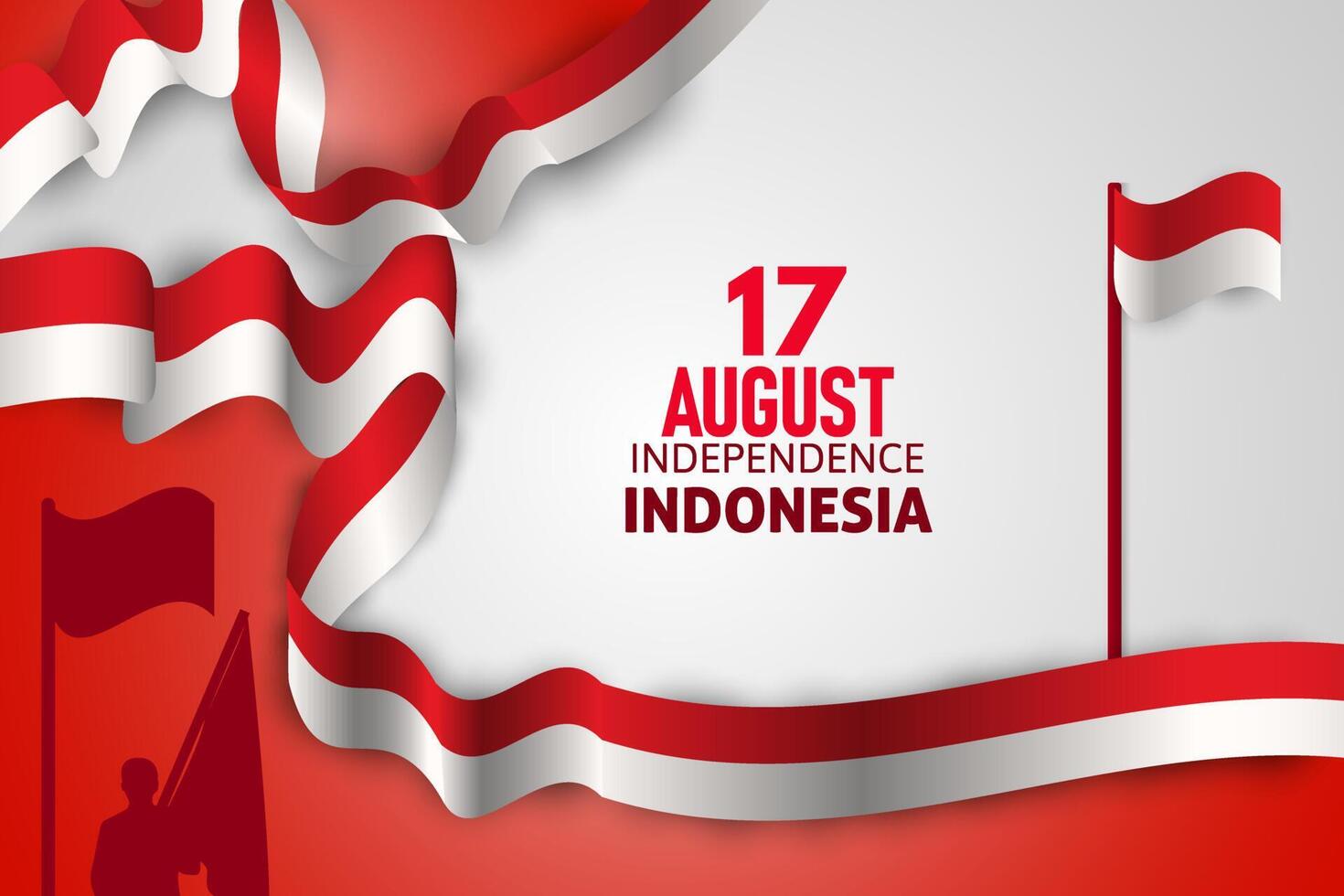 Indonesia Independence background red with flag vector