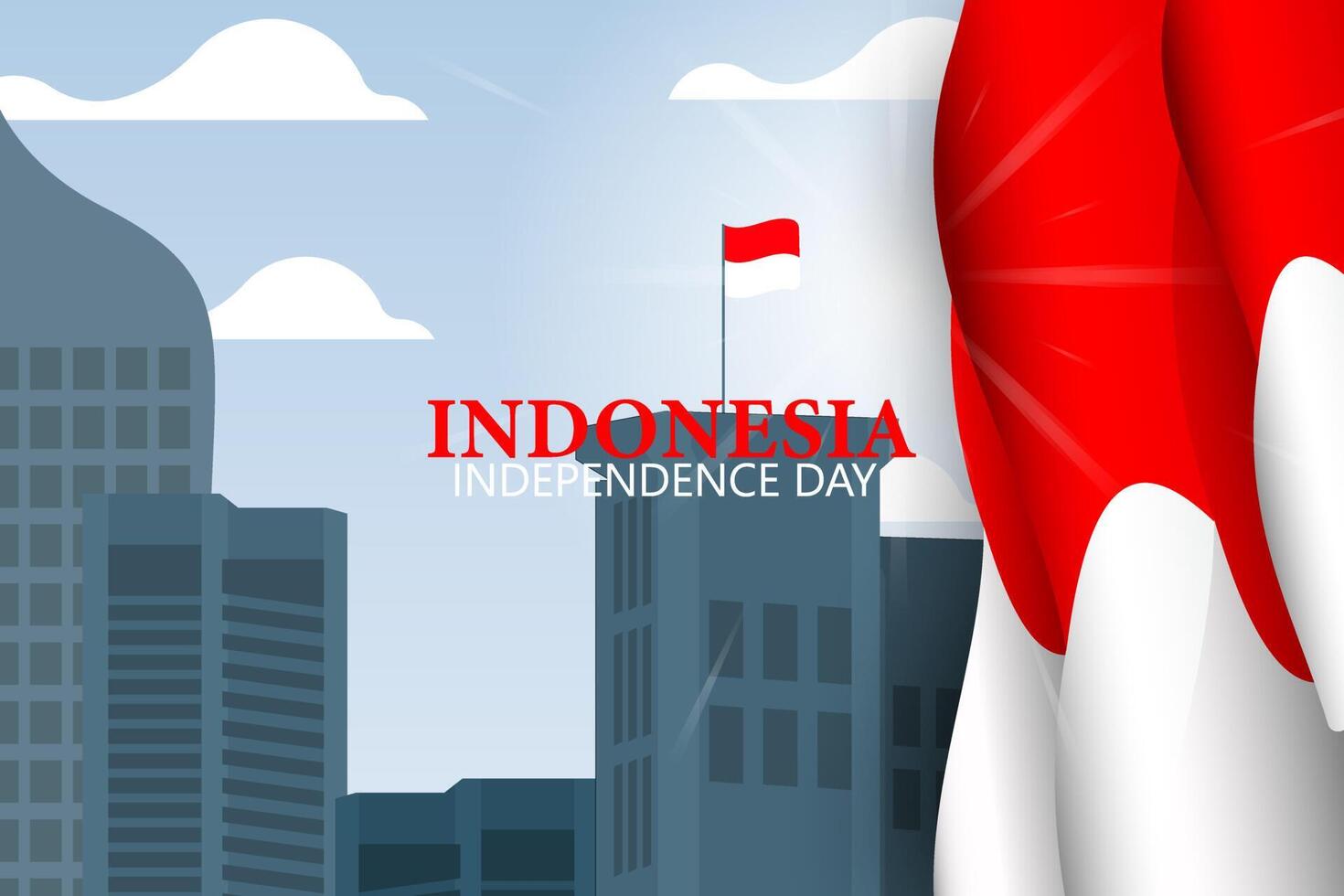 Indonesia Independence day background with flag vector