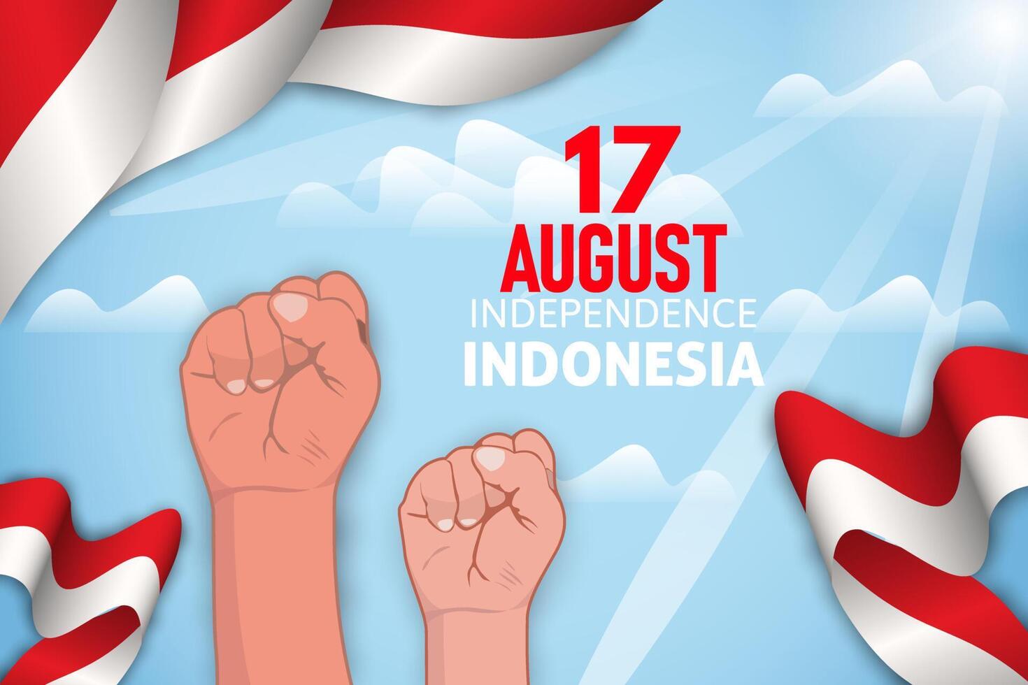 Indonesia Independence day with hand background vector