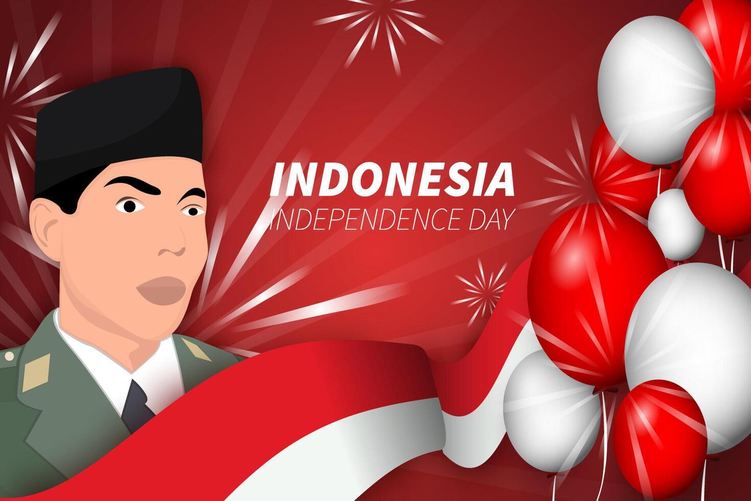 Indonesia Independence day with balloon background vector