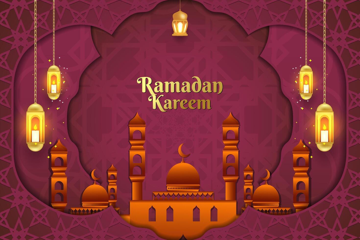 Ramadan islamic background mosque and red color vector