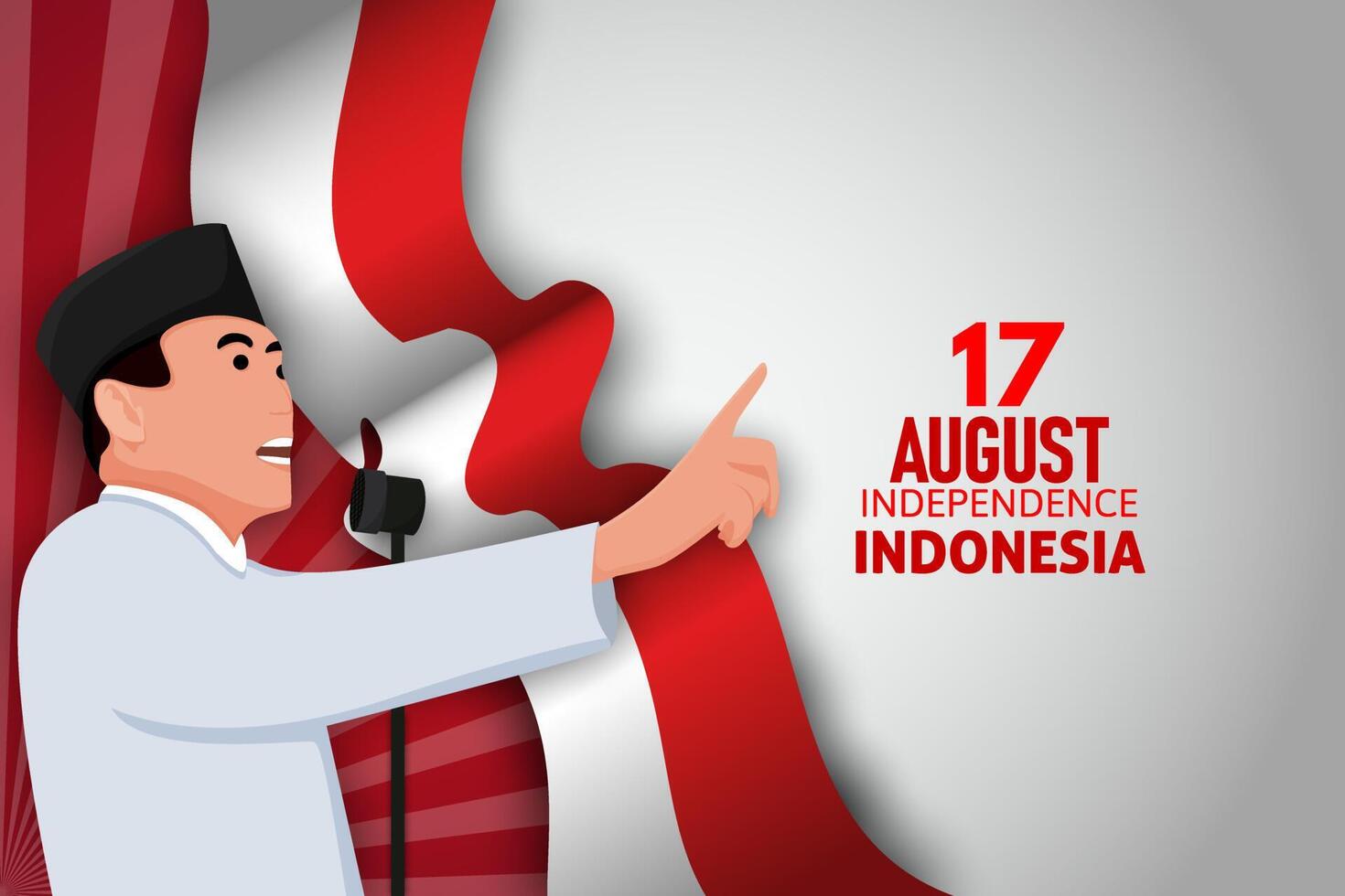 Indonesia happy Independence day flag and white background vector