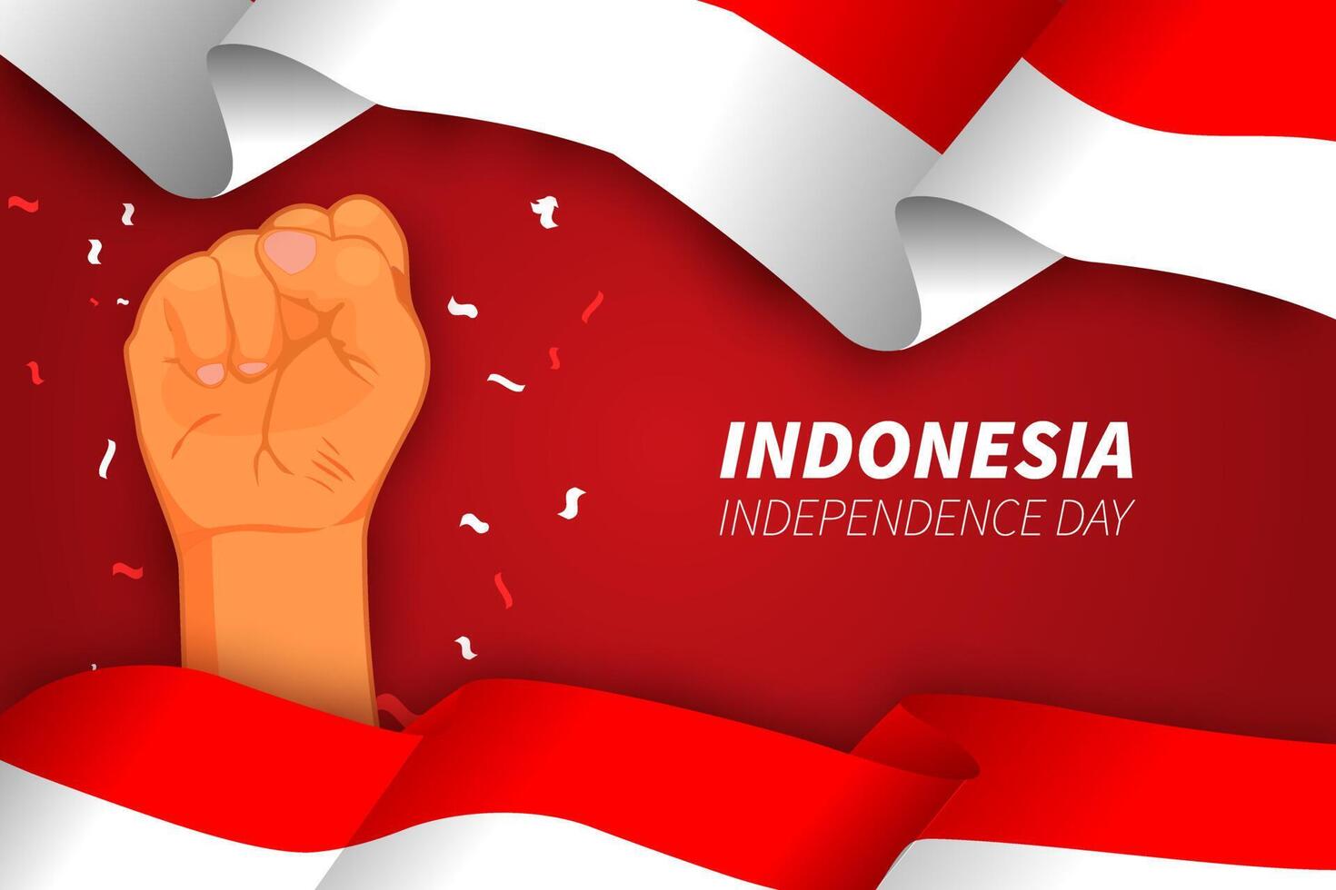 Indonesia happy Independence day with red background flag vector