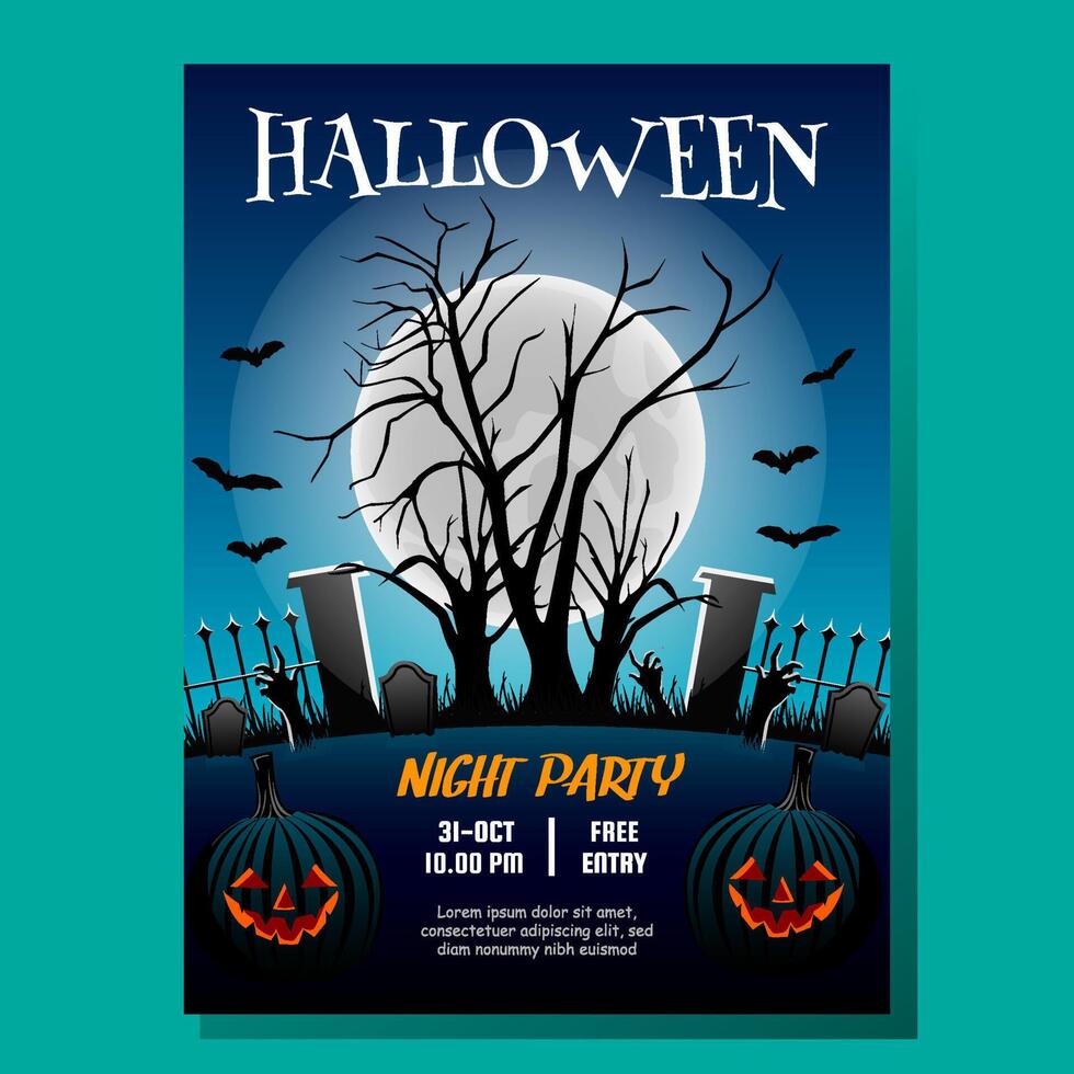 Halloween Night Party Poster Design vector