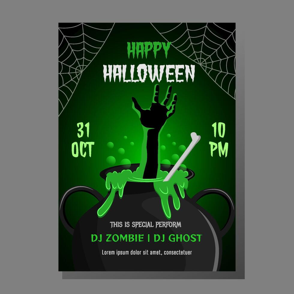 Happy Halloween Green Slime Style Poster Design vector