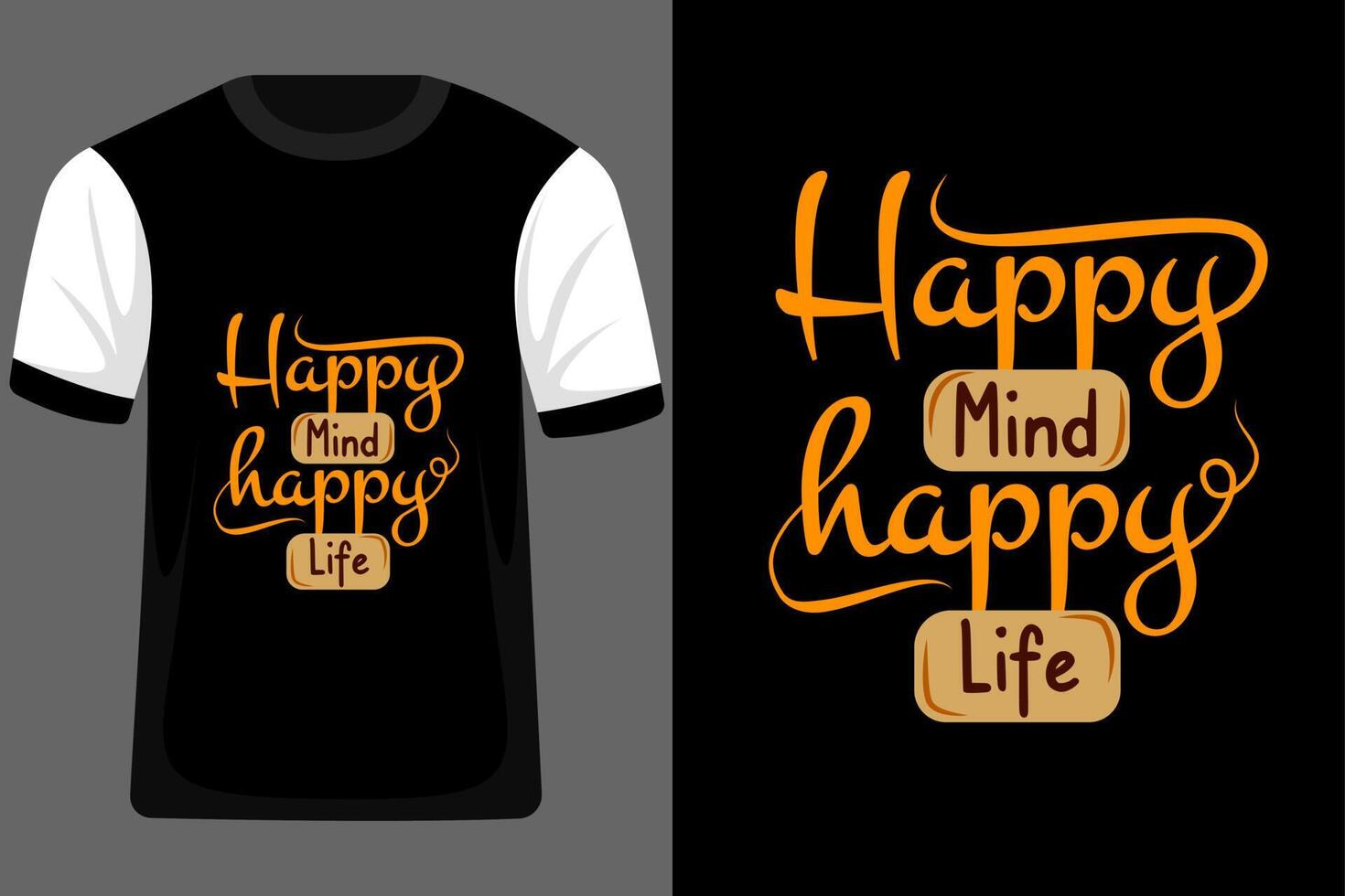 Happy Mind Happy Life Quotes Typography T Shirt Design vector