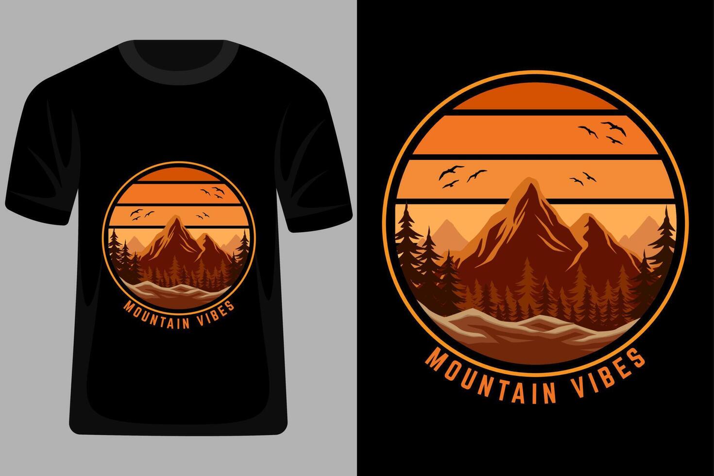 Mountain Vibes Retro Vintage T Shirt Design vector