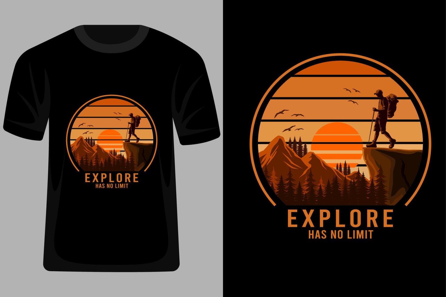 Explore Has No Limit Retro Vintage T Shirt Design vector