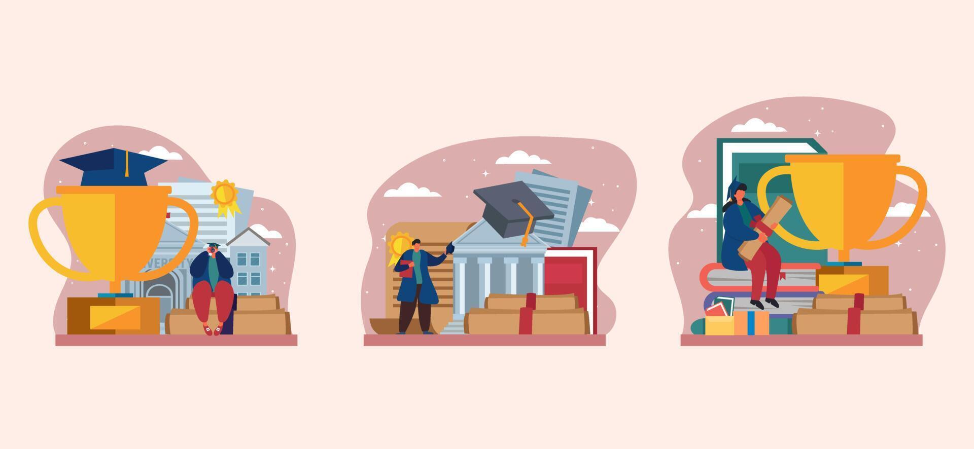 Final Graduation Day Flat Bundle Design vector