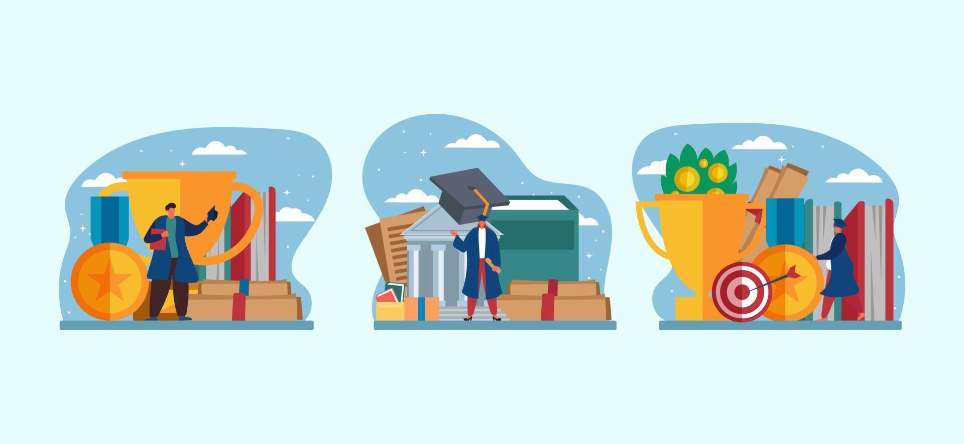 High School Graduation Day Flat Bundle Design vector