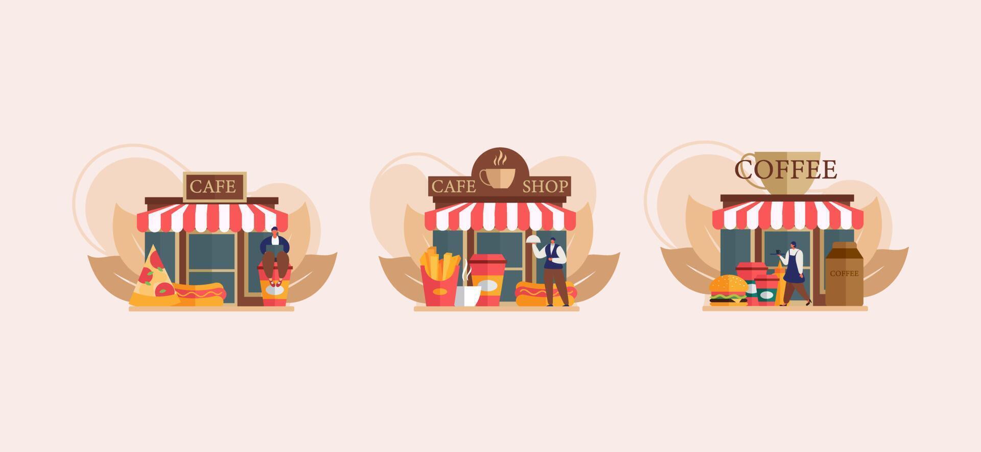 Culinary Food Cafe Flat Design vector