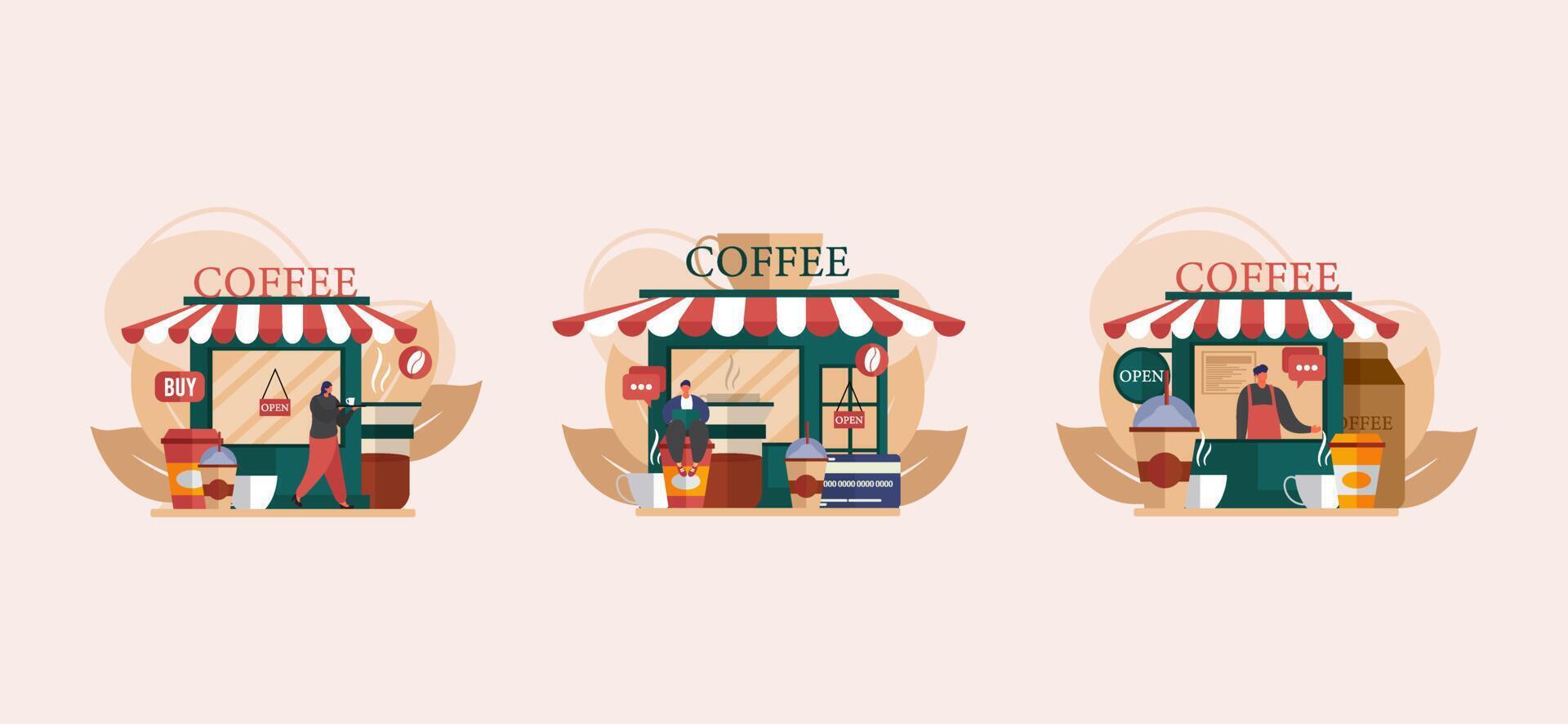 Central City Cafe Flat Design vector