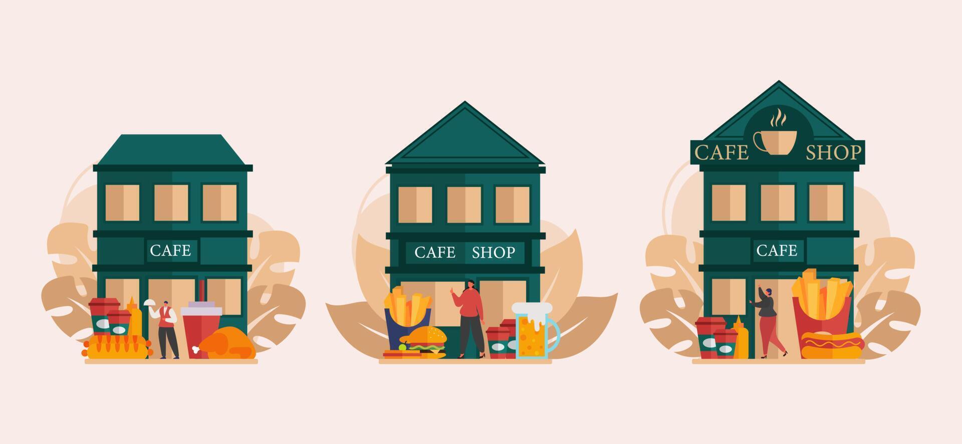 Deli in Town Flat Design Illustration vector