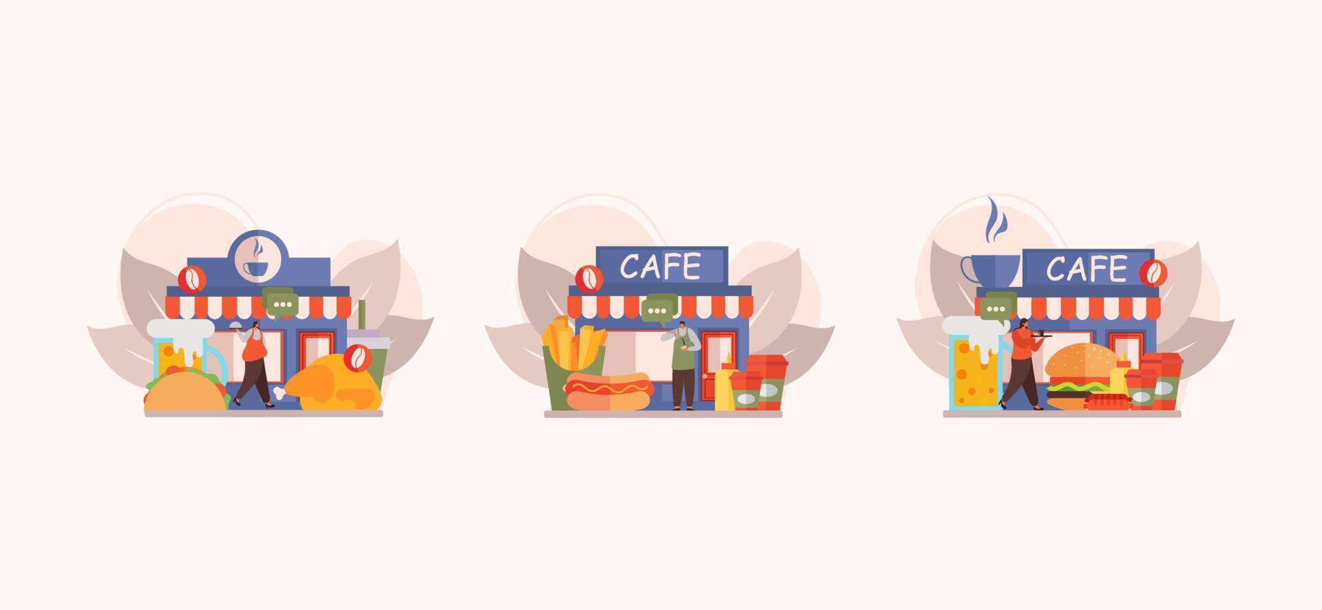 Healthy Food Cafe Flat Design vector