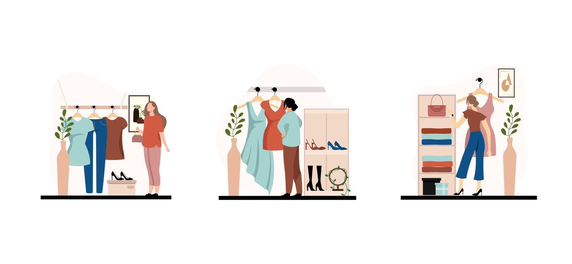 Fashion Flat Bundle with People Illustration vector