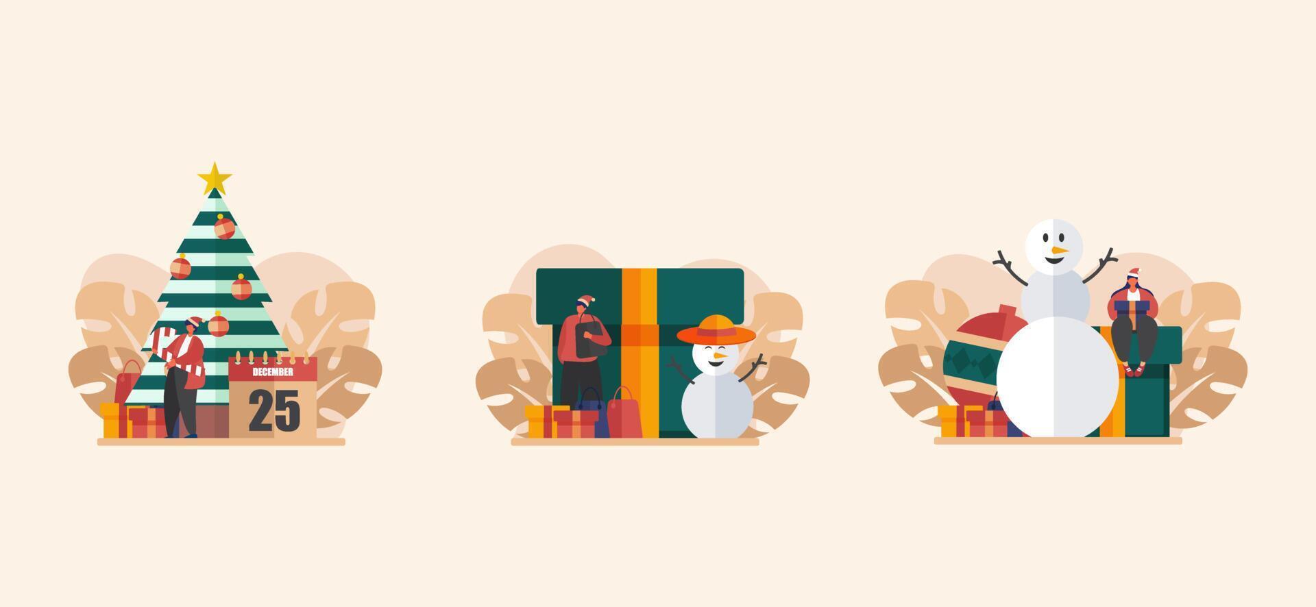 Christmas All Happy Flat Bundle Design vector