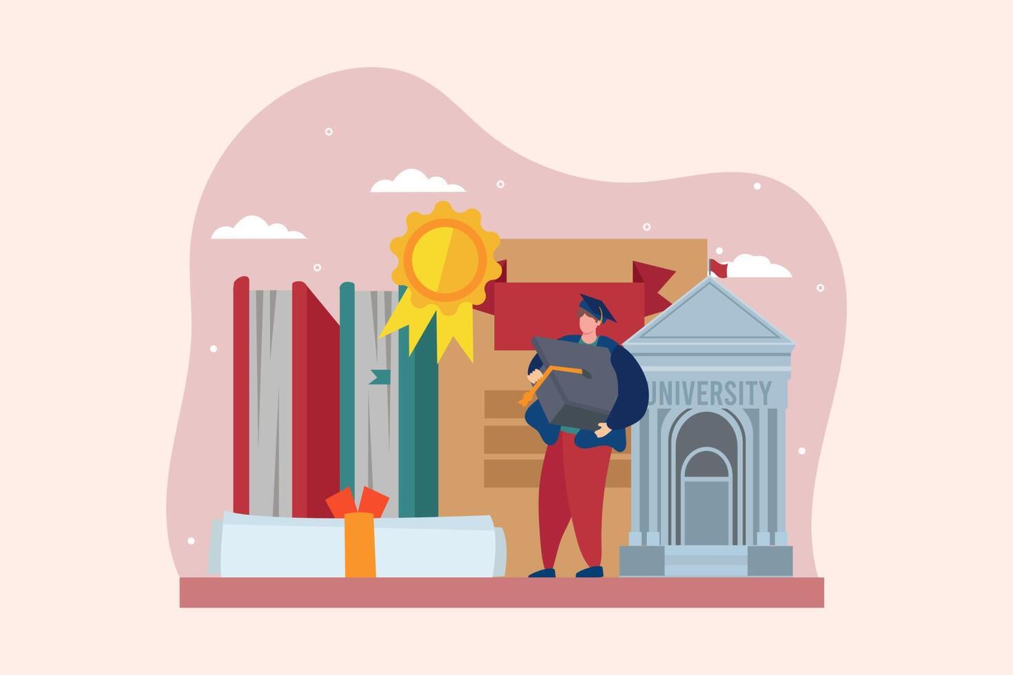 College Graduate Flat Design Illustration vector