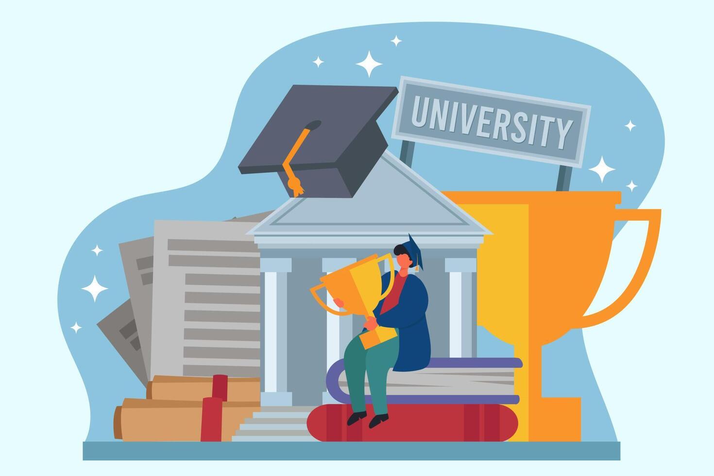 College Graduation Flat Design Illustration vector