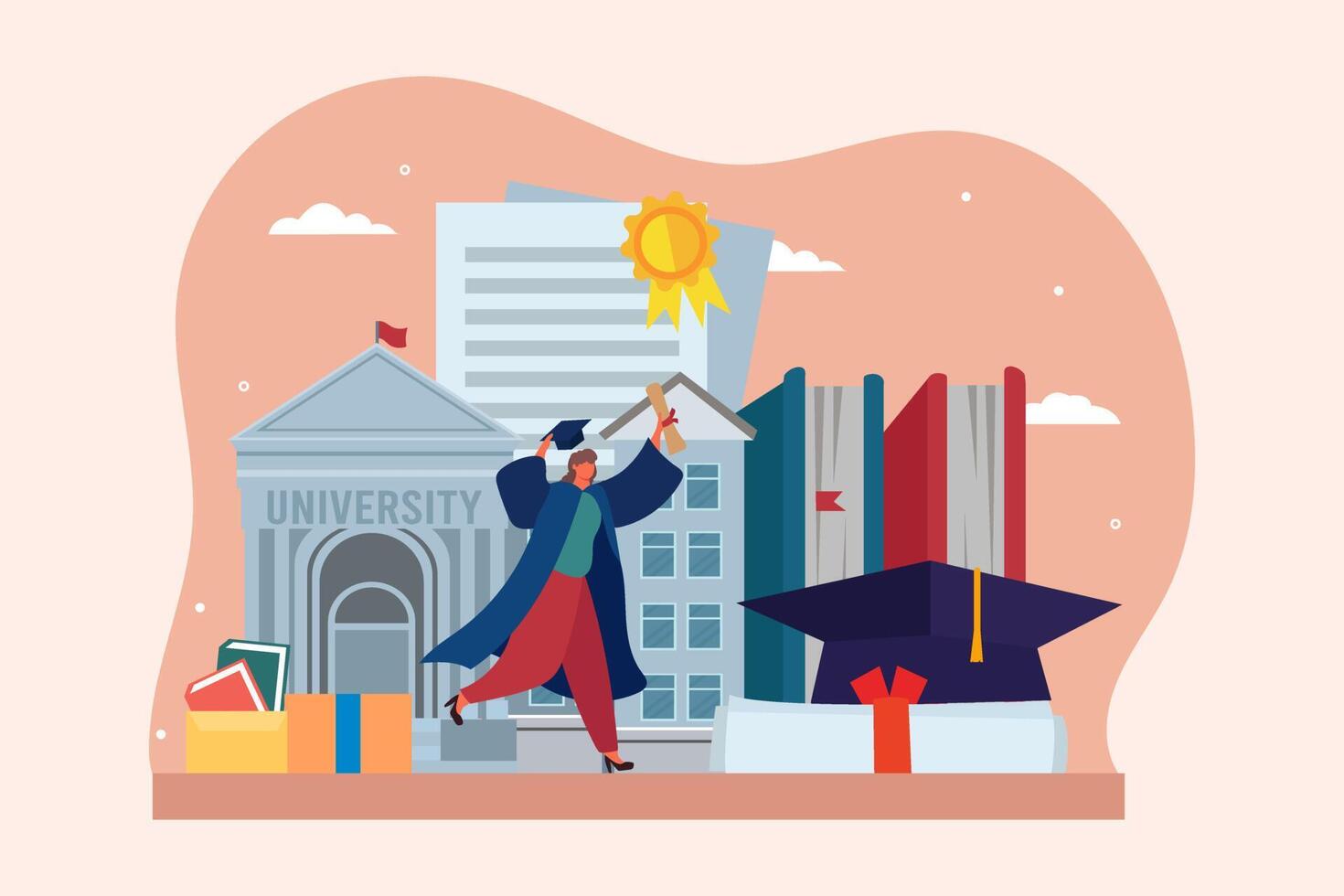Graduation Day Flat Design Illustration vector