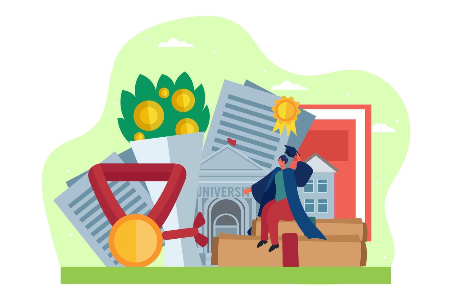 High School Graduation Flat Design vector