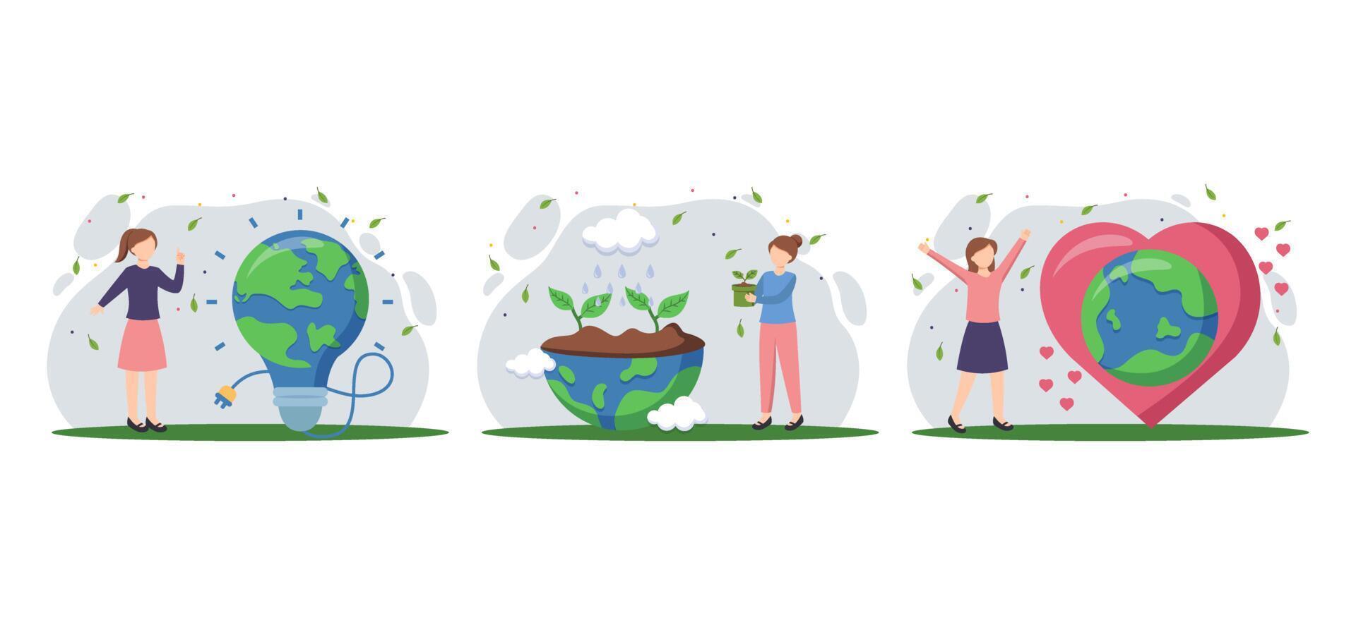 Earth Day Bundle Flat Design vector
