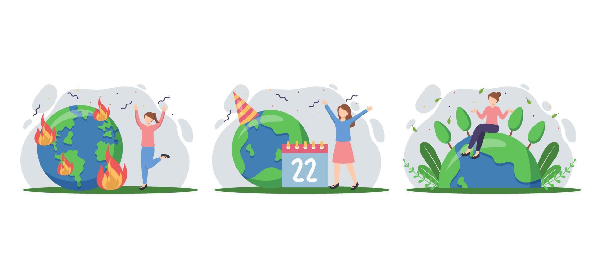 Earth Day Bundle Flat Design vector