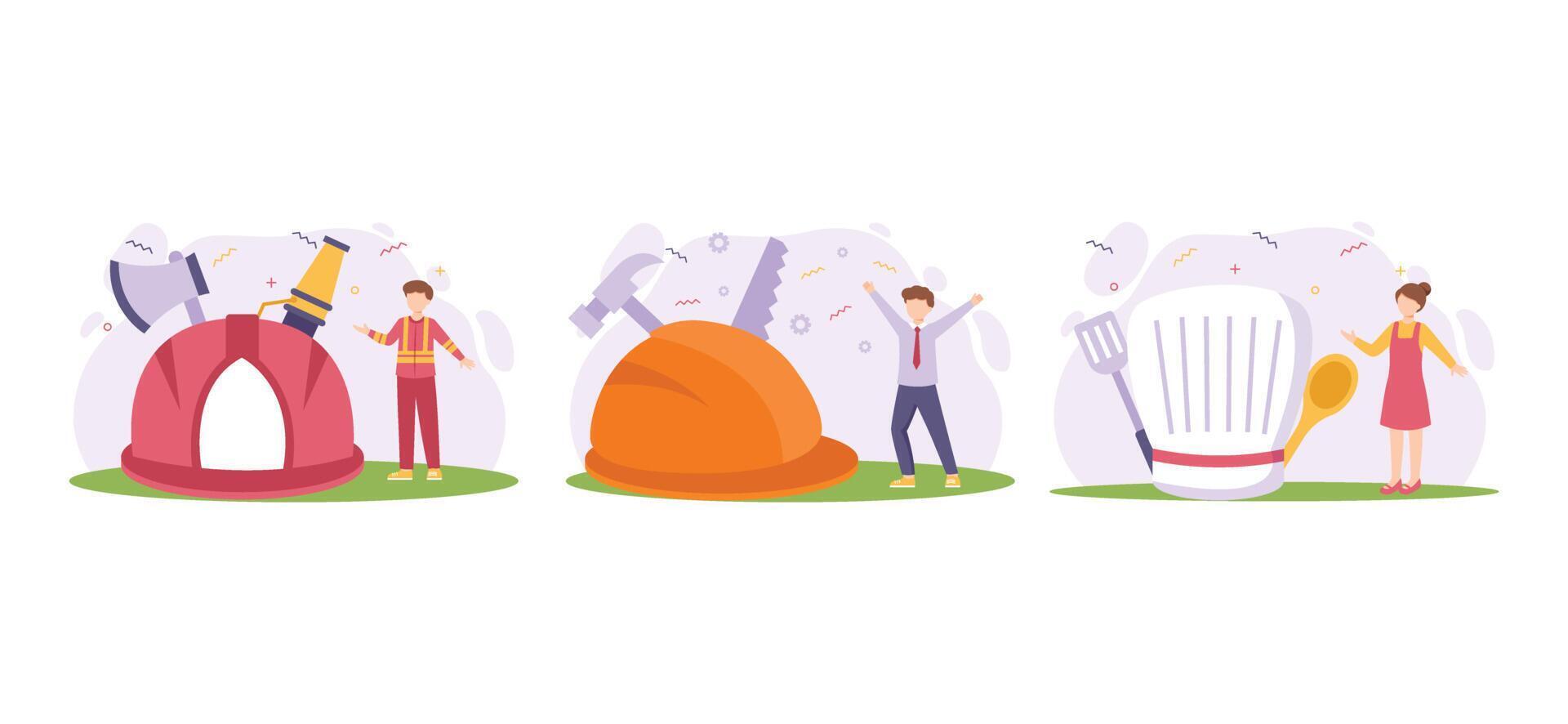 Labour Day Flat Bundle Illustration vector
