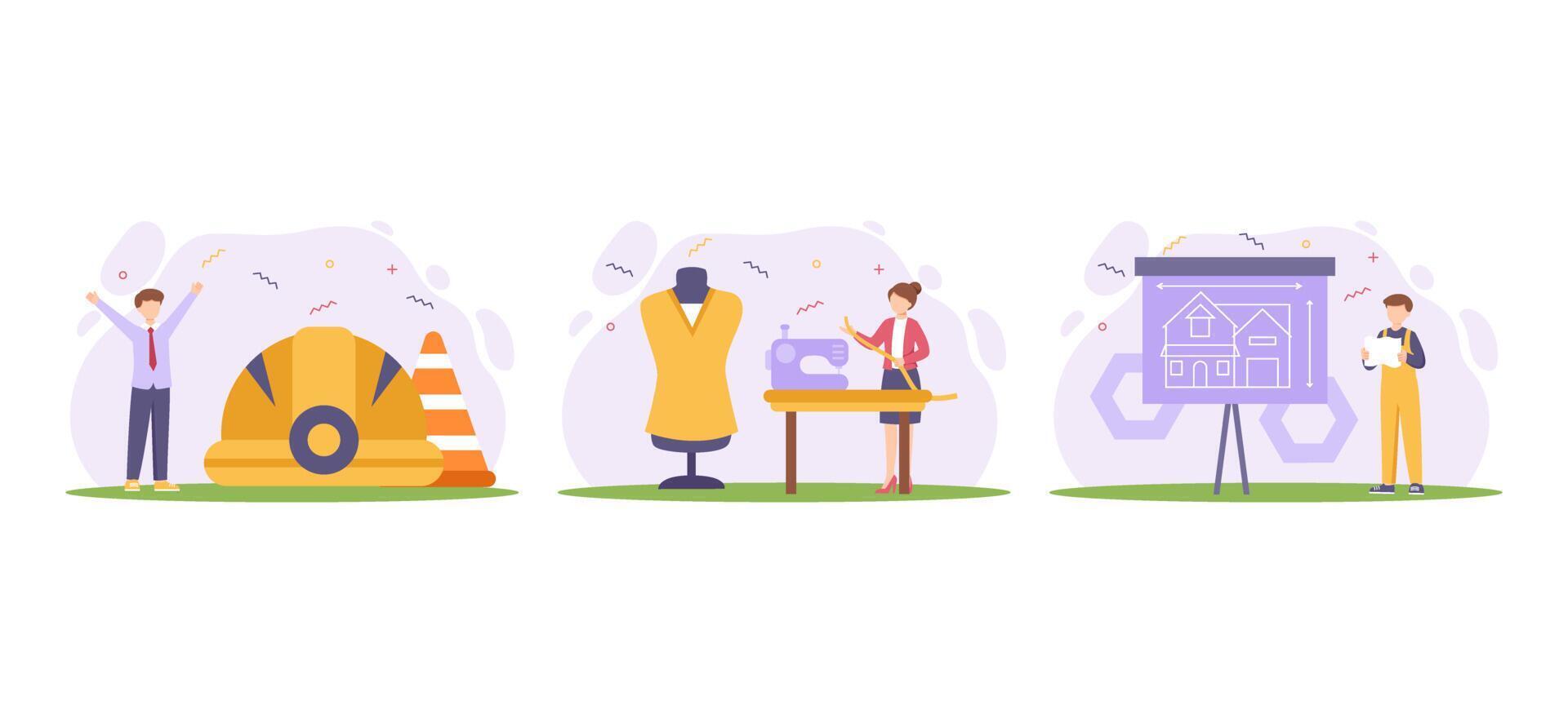 Labour Day Flat Bundle Illustration vector