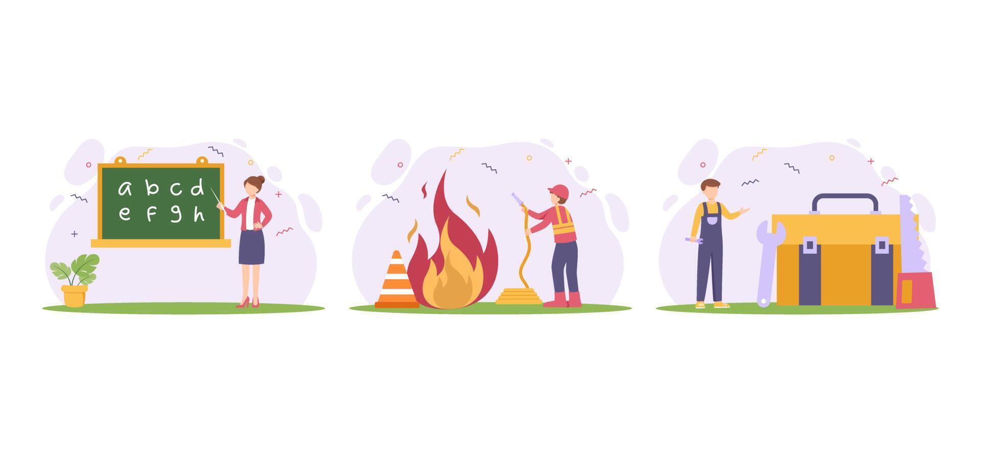 Labour Day Flat Bundle Illustration vector