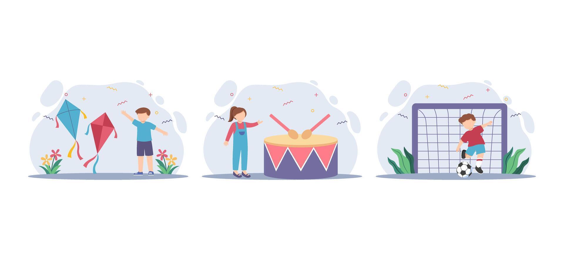 Children's Day Flat Bundle Design vector