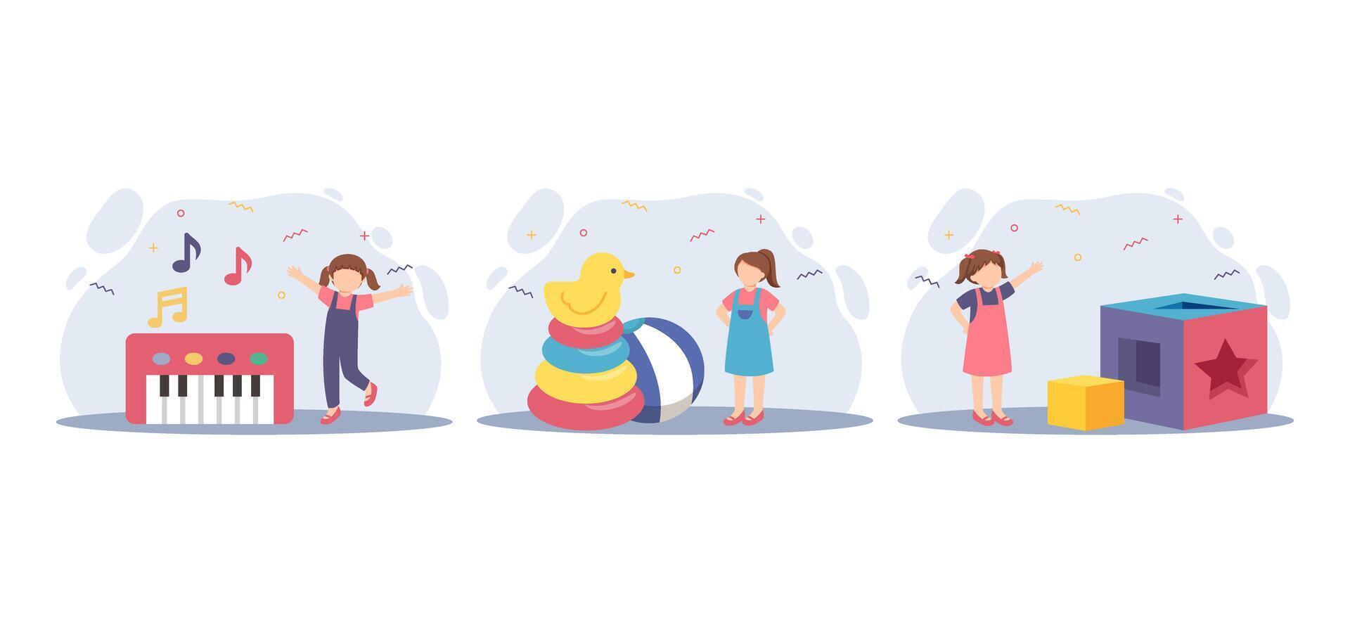 Children's Day Flat Bundle Illustration vector