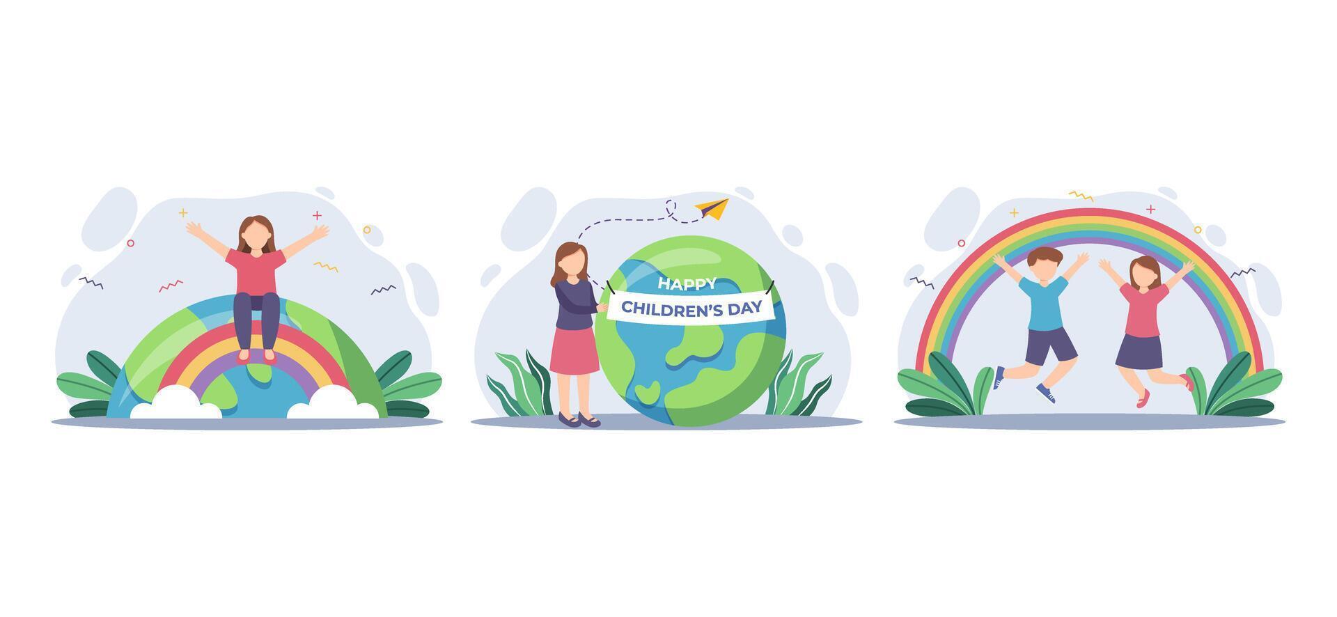 Children's Day Flat Bundle Design vector
