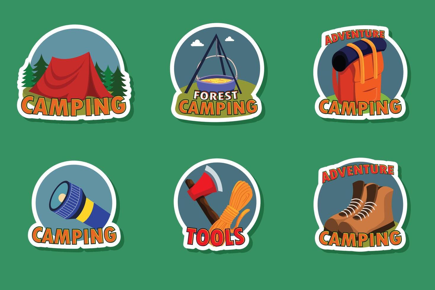 Set Collection of Camping Sticker vector